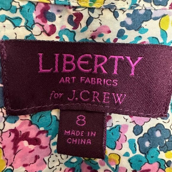 J crew Liberty Fabrics Womens 8 Ruffle Button-up Blouse Claire-Aude Floral - Picture 4 of 11